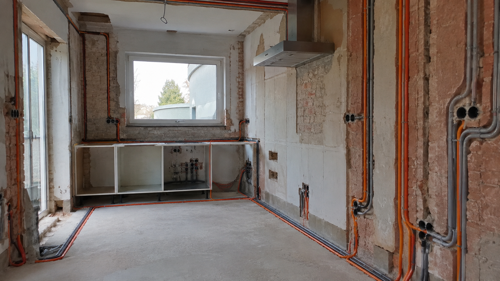 Nieuwe kringen in de keuken tijdens de renovatie