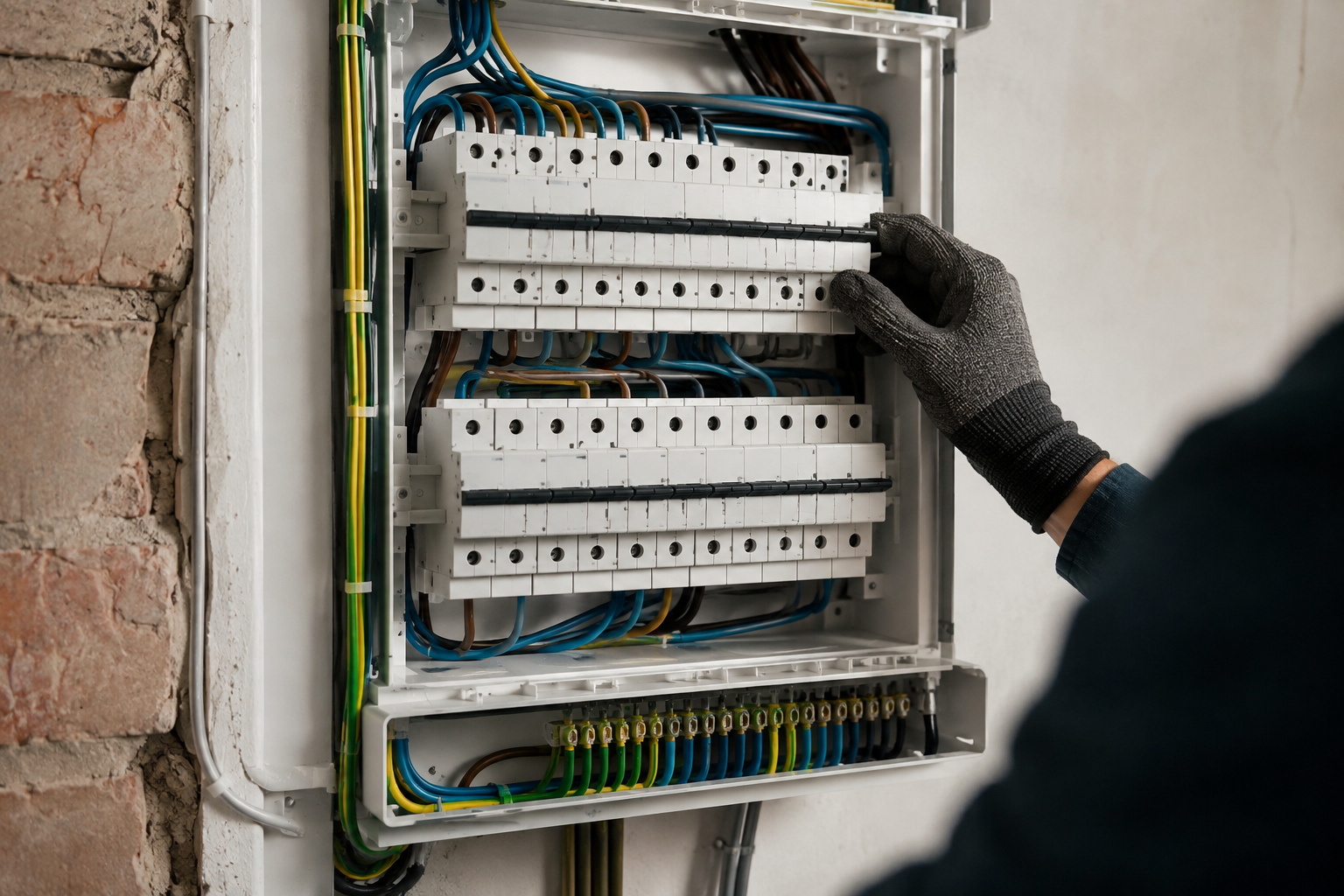 Nieuw verdeelbord met aparte kringen, net opgeleverd